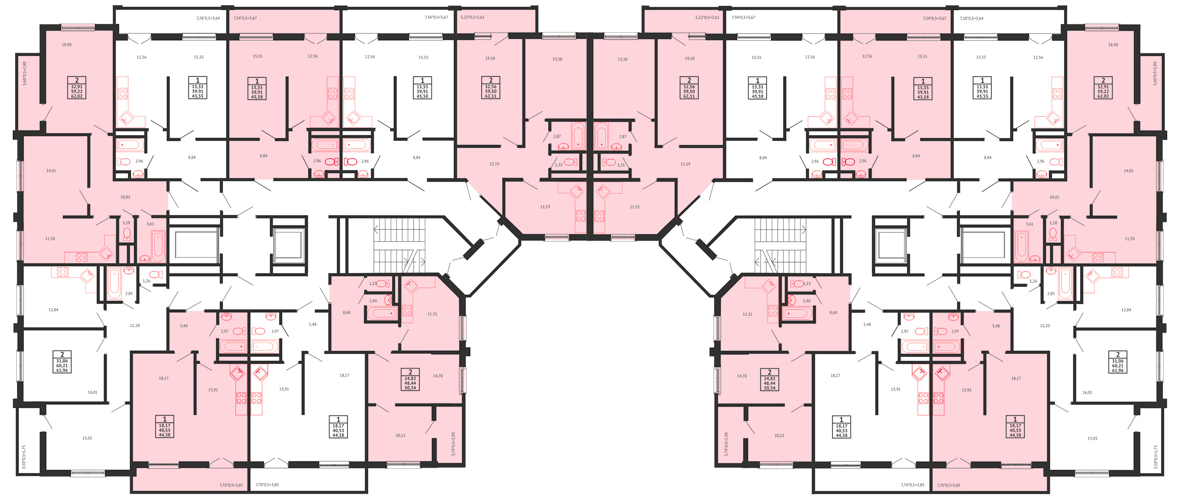 Планировка ЖК Арена Парк - Подъезд  - Этаж 